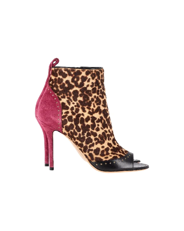 women's booties with studsSalvatore Ferragamo Leopard-Print Peep-toe Booties in Multicolor Calf Hair women's booties with studsSalvatore Ferragamo Leopard-Print Peep-toe Booties in Multicolor Calf Hair