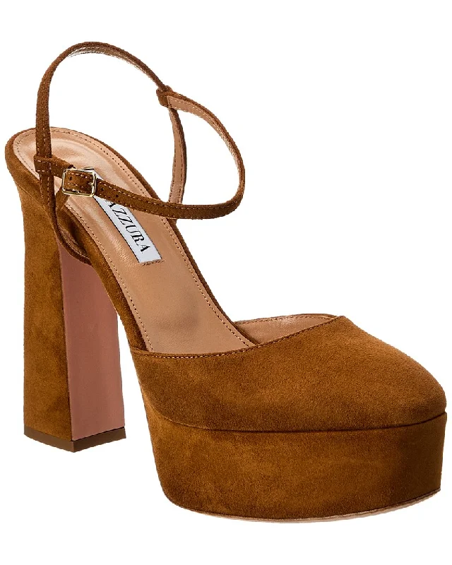 Women's bronze stiletto heel pumps for a warm and metallic lookAquazzura Groove Plateau 120 Suede Platform Pump Women's bronze stiletto heel pumps for a warm and metallic lookAquazzura Groove Plateau 120 Suede Platform Pump
