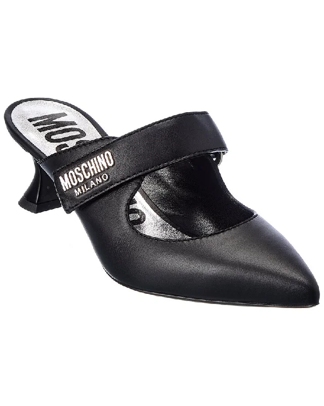 Women's date - night stiletto heel pumps with a sexy silhouetteMoschino Logo Leather Pump