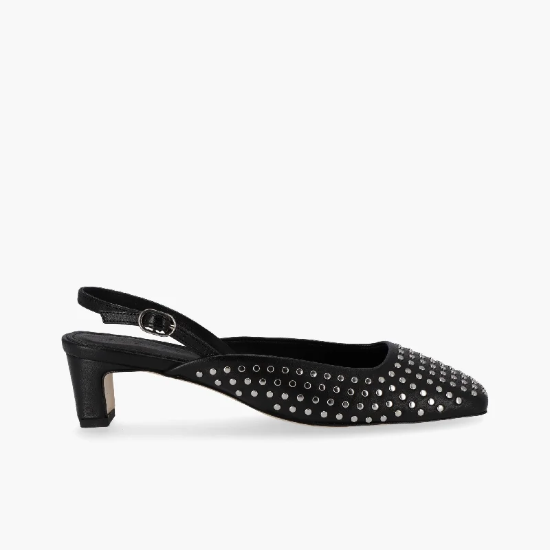 Women's date - night stiletto heel pumps with a sexy silhouetteLindy Studs Black Leather Pumps Women's date - night stiletto heel pumps with a sexy silhouetteLindy Studs Black Leather Pumps