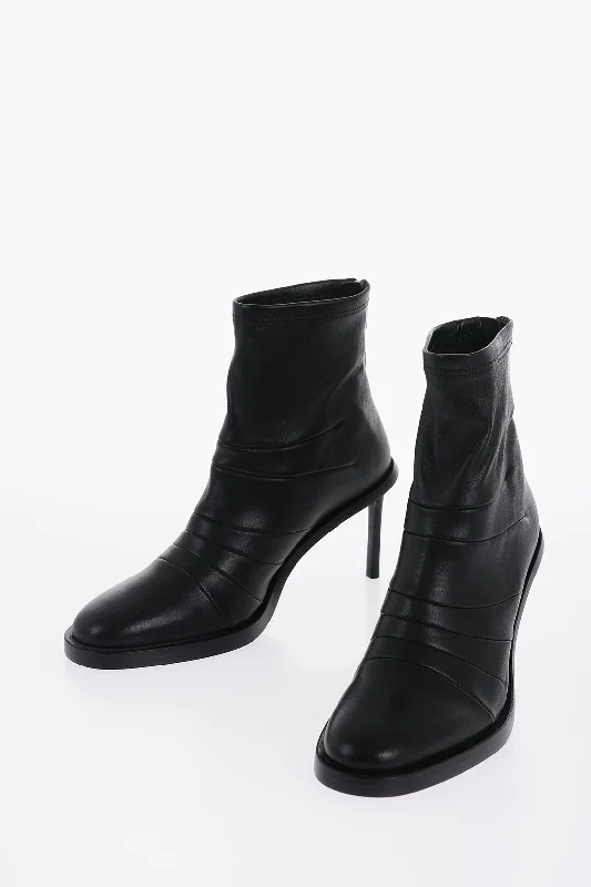 women's booties with Chelsea styleAnn Demeulemeester Leather Hedy Sock Boots With Embroderies 8Cm
