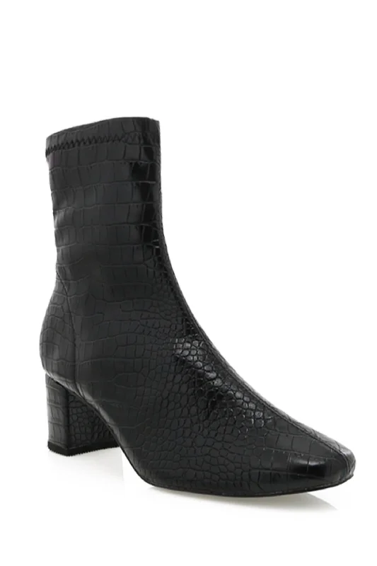 women's booties with side cutoutsJonas Croc Boots In Black