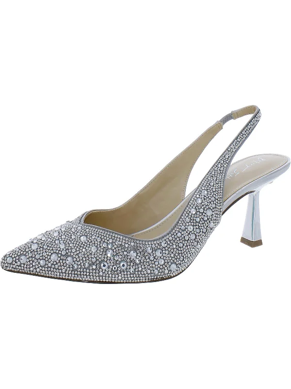 Women's metallic leather stiletto heel pumps with a reflective surfaceSBCLARK Womens Pointed Toe Dressy Pumps