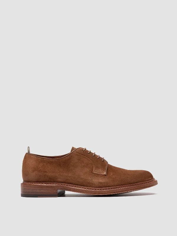Adjustable Strap Women's Loafers in Tan for a Custom FitASTON 001 - Brown Suede Derby Shoes Adjustable Strap Women's Loafers in Tan for a Custom FitASTON 001 - Brown Suede Derby Shoes