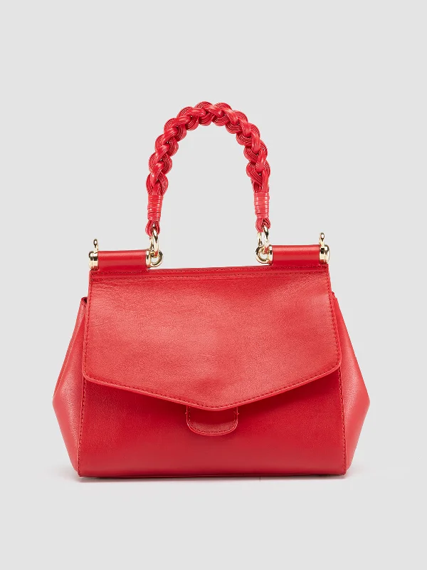 Women's Cashmere - Lined Loafers in Burgundy for Warmth in WinterNOLITA WOVEN 223 - Red Leather Handle Bag