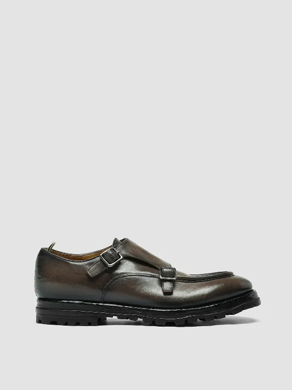 Waterproof Women's Loafers in Black for Rainy DaysVAIL 012 - Gray Leather Monk Shoes Waterproof Women's Loafers in Black for Rainy DaysVAIL 012 - Gray Leather Monk Shoes