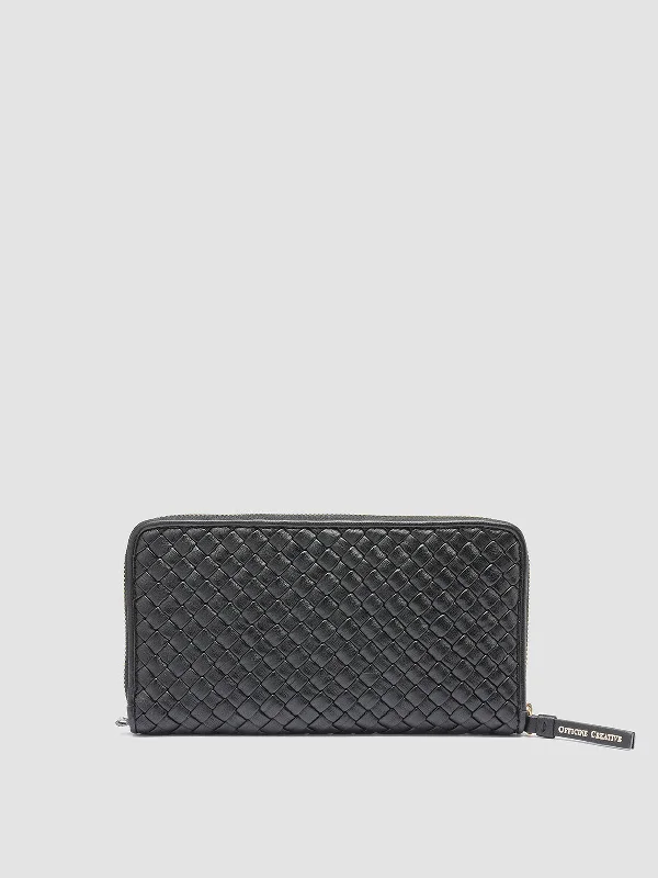 Women's Tassel - Trimmed Loafers with a Low Heel in Olive Green for a Trendy TwistJULIET 101 - Black Woven Leather Zip-around Wallet Women's Tassel - Trimmed Loafers with a Low Heel in Olive Green for a Trendy TwistJULIET 101 - Black Woven Leather Zip-around Wallet
