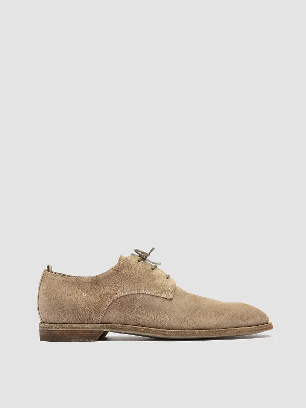 Sustainable Women's Recycled Material Loafers in Gray for Eco - Conscious ShoppersSOUND 002 - Taupe Suede Derby Shoes