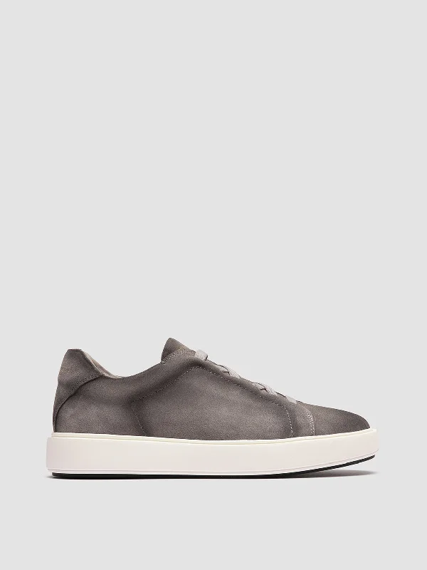 Orthopedic Women's Loafers with Arch Support in Brown for Foot HealthSLOUCH 001 - Grey Suede Low Top Sneakers