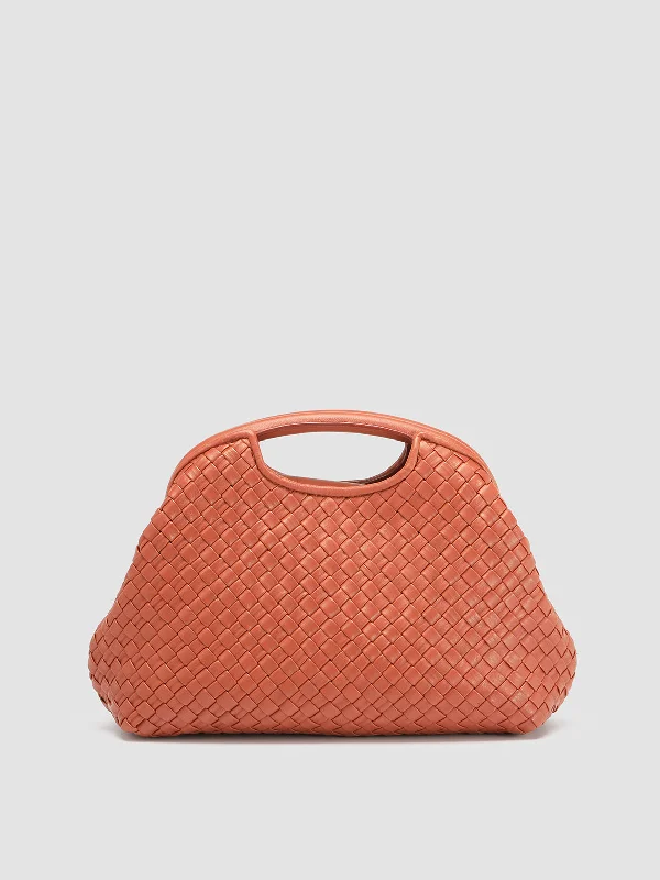 Women's Fur - Lined Loafers in Tan for a Cozy Winter OptionHELEN 12 - Orange Leather Clutch Bag