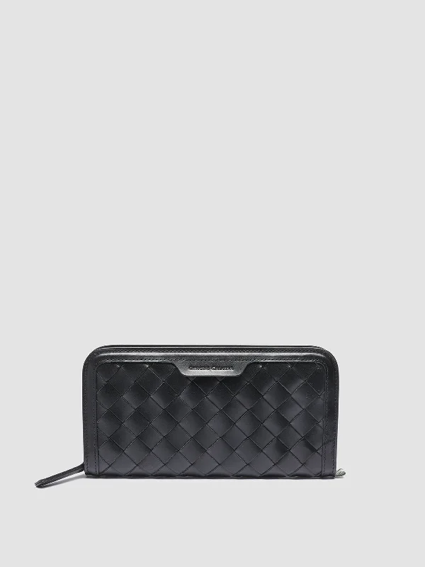 Adjustable Strap Women's Loafers in Tan for a Custom FitBERGE’ 101 - Black Woven Leather Wallet
