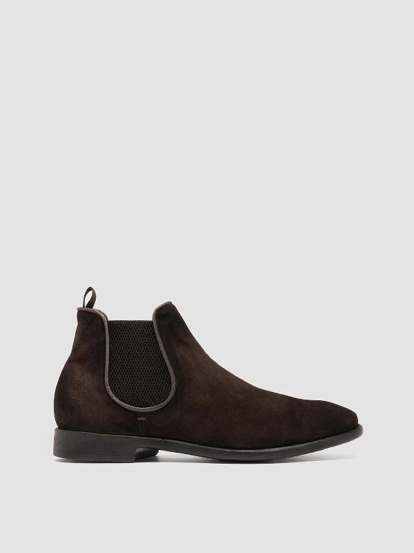 Women's Premium Leather Tassel Loafers in Dark Brown for a Classic Office LookCETON 647 - Brown Suede Chelsea Boots