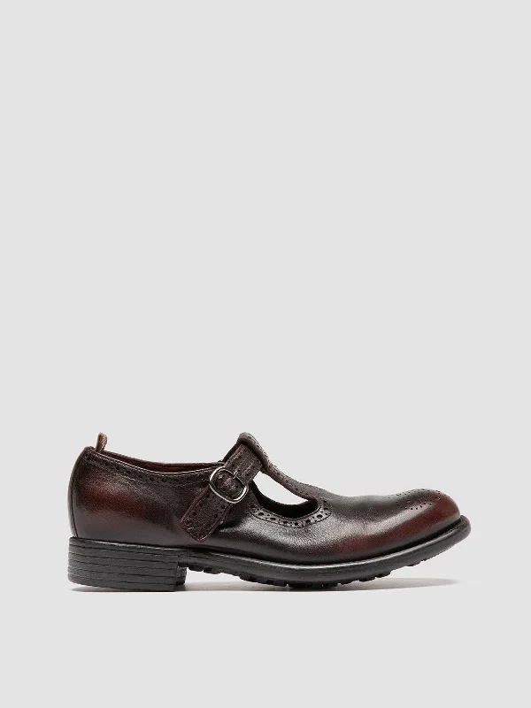 Women's Bow - Embellished Loafers in Red for a Feminine TouchCALIXTE 071 - Brown Leather T-Bar Shoes Women's Bow - Embellished Loafers in Red for a Feminine TouchCALIXTE 071 - Brown Leather T-Bar Shoes