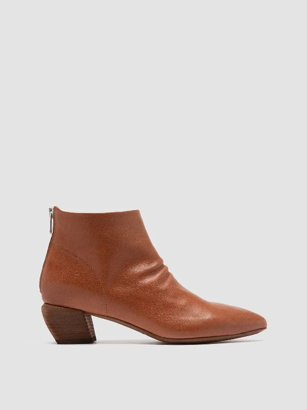 Waterproof Women's Loafers in Black for Rainy DaysSALLY 001 - Brown Leather Booties
