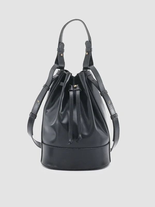 Waterproof Women's Loafers in Black for Rainy DaysSADDLE 08 - Black Leather Bucket Bag Waterproof Women's Loafers in Black for Rainy DaysSADDLE 08 - Black Leather Bucket Bag