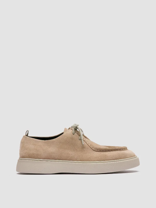 Slip - Resistant Women's Rubber - Sole Loafers in Navy for Wet ConditionsFRAME 011 - Beige Suede Derby Shoes