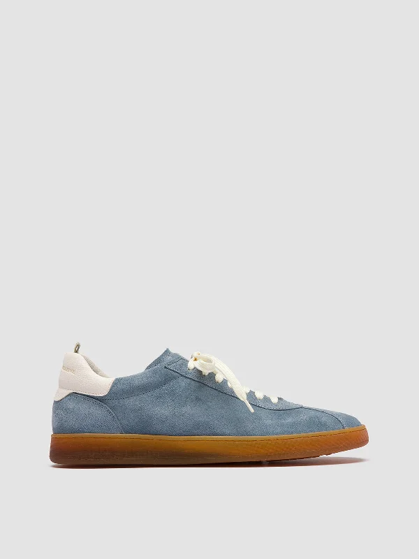 Waterproof Women's Loafers in Black for Rainy DaysHALO 001 - Blue Leather and Suede Low Top Sneakers