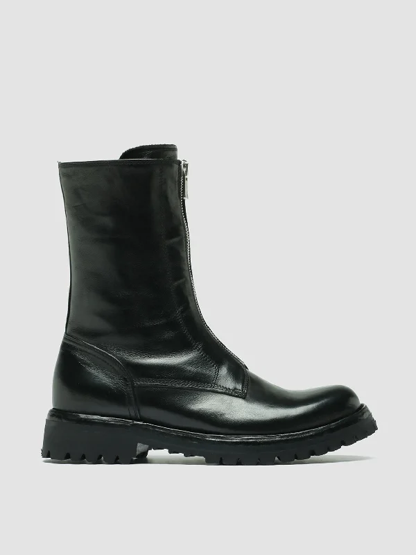 Child - Friendly Women's Loafers in Purple for Moms on the GoLORAINE 015 - Black Leather Zip Boots