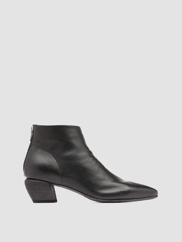 Women's Premium Leather Tassel Loafers in Dark Brown for a Classic Office LookSALLY 001 - Black Leather Booties