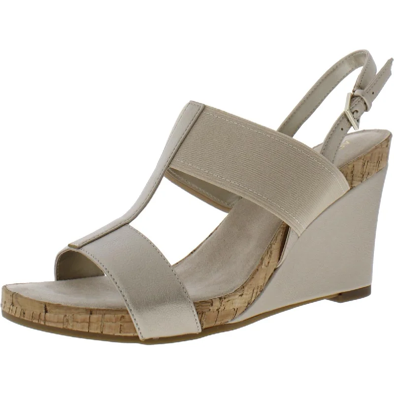 Women's Cork - Soled Espadrille Sandals with a Rope - Trimmed Upper in Navy for a Summer VibeAerosoles Womens PLUSH BEHIND T-Strap Slip On Wedge Sandals