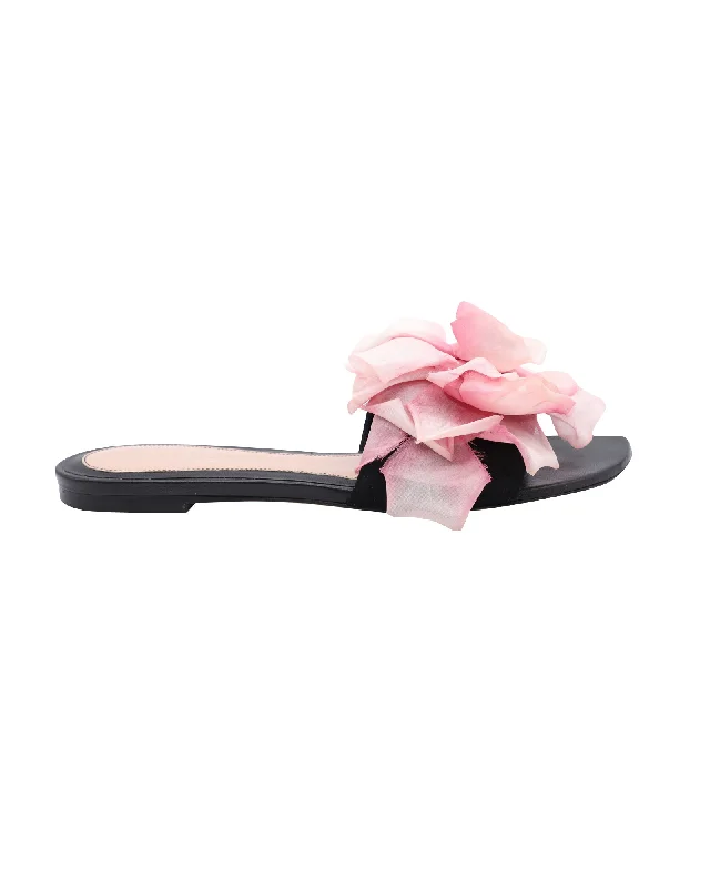 Plus Size Women's Wide - Width Platform Sandals in Black for Added Comfort and HeightAlexander McQueen Floral Appliqué Slides in Black Leather Plus Size Women's Wide - Width Platform Sandals in Black for Added Comfort and HeightAlexander McQueen Floral Appliqué Slides in Black Leather