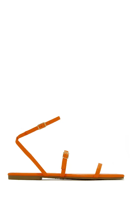 Women's Leather - Strapped Sandals with a Braided Detail in Brown for a Rustic AppealBali Beach Flat Sandals - Orange