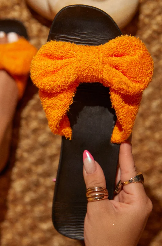 Women's Sandals with a Glitter - Coated Strap in Gold for a Sparkly Summer OutfitBeach Paradise Slip On Sandals - Orange
