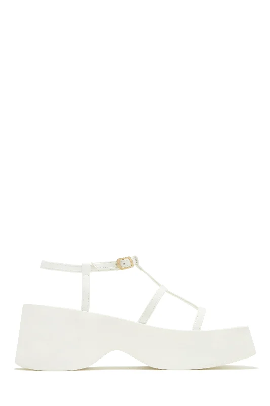 Adjustable Strap Women's Sandals with a Padded Heel in Pink for a Custom FitBeach Trip Flat Platform Sandals - White