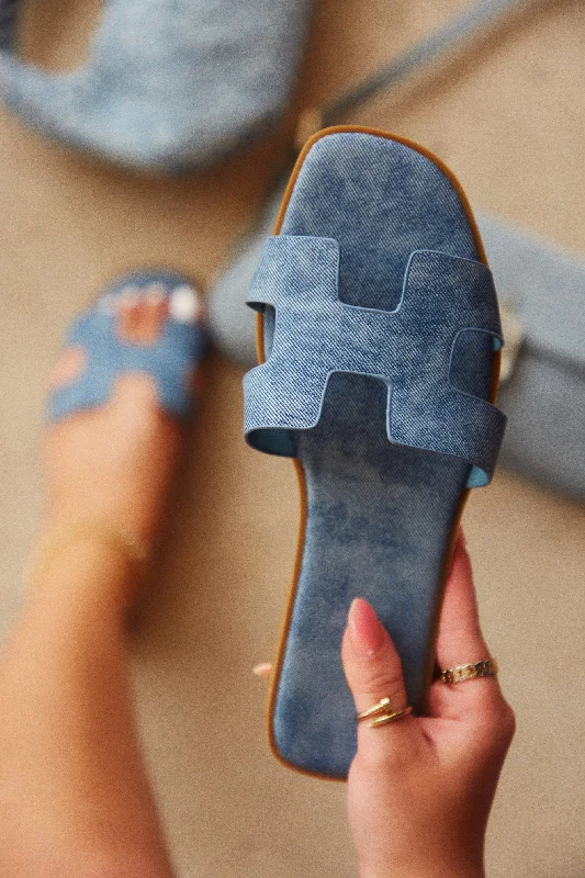 Waterproof Women's Rubber Beach Sandals with Arch Support in Blue for Water ActivitiesBianka Slip On Sandals - Denim Waterproof Women's Rubber Beach Sandals with Arch Support in Blue for Water ActivitiesBianka Slip On Sandals - Denim