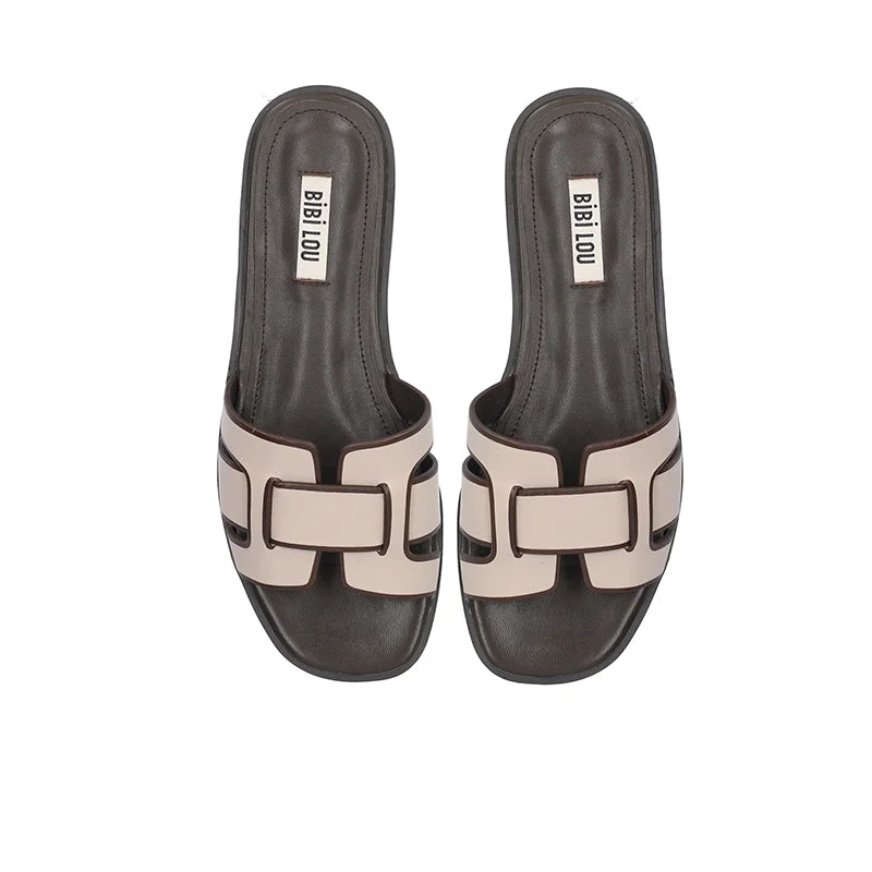 Women's Thong Sandals with a Beaded Design in Multicolor for a Beachy AestheticBibi Lou Holly Nude Leather Flat Sandals