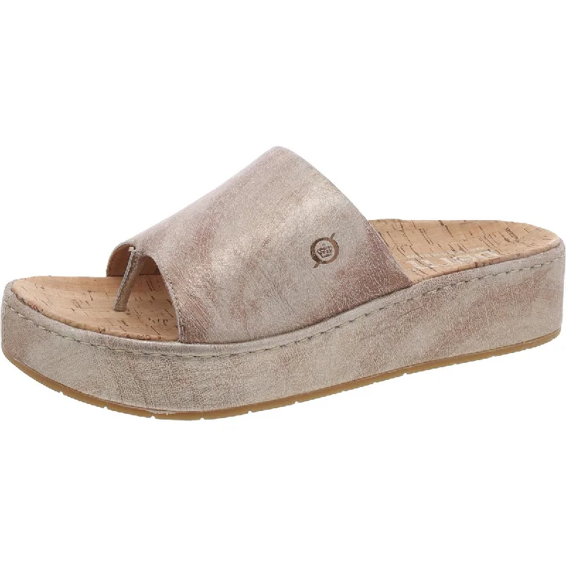 Women's Ankle - Strap Sandals with a Block Heel in Red for a Sophisticated StyleBorn Womens Cork Slides Flatform Sandals