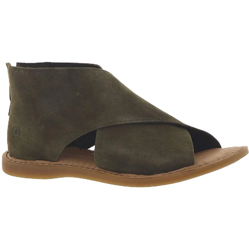 Orthopedic Women's Sandals with Arch Support in Gray for Foot HealthBorn Womens Iwa Suede Criss-Cross Slide Sandals