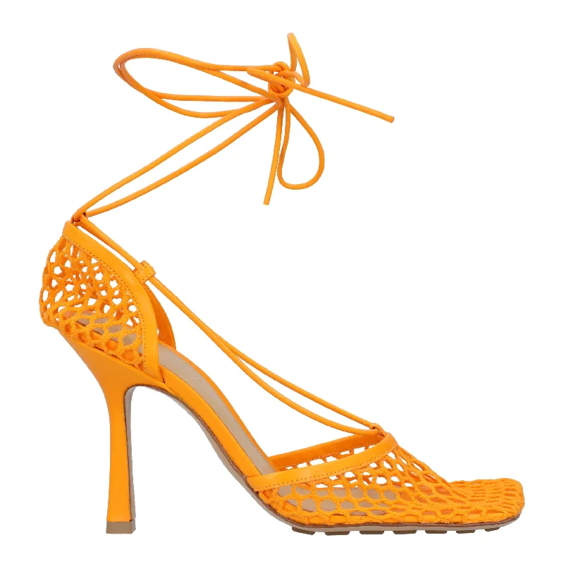 Plus Size Women's Wide - Width Platform Sandals in Black for Added Comfort and HeightBottega Veneta Stretch Lace-Up Sandal orange
