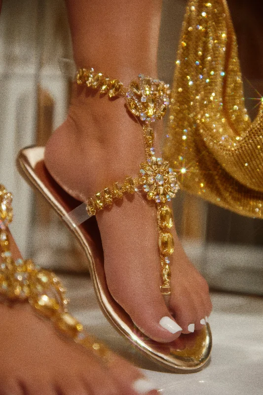 Women's Sandals with a Floral - Printed Upper in Pink for a Feminine Spring LookCaicos Resort Embellished Ankle Strap Sandals - Gold