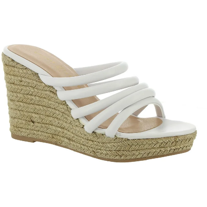 Plus Size Women's Wide - Width Platform Sandals in Black for Added Comfort and HeightChinese Laundry Womens Eleana Faux Leather Slides Espadrilles