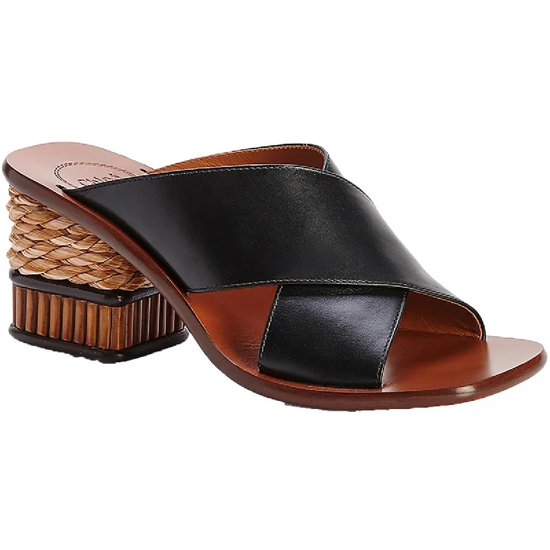 Women's Sandals with a Glitter - Coated Strap in Gold for a Sparkly Summer OutfitChloe Womens Laia Leather Criss-Cross Slide Sandals