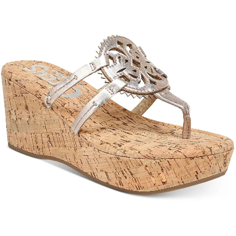 Women's Flat Slide Sandals with a Memory Foam Insole in White for All - Day ComfortCircus by Sam Edelman Womens Rocky Lined Cork Slip On Wedge Sandals