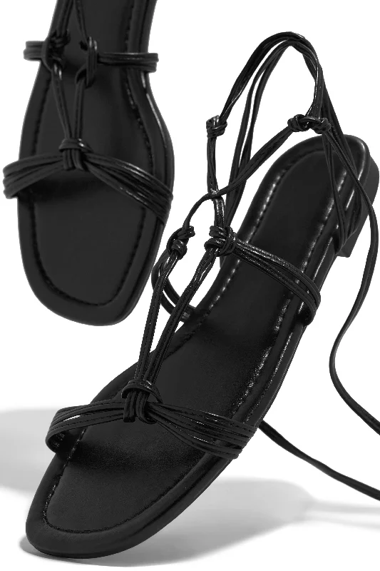 Women's Sandals with a Glitter - Coated Strap in Gold for a Sparkly Summer OutfitCoastal Villa Lace Up Sandals - Black Women's Sandals with a Glitter - Coated Strap in Gold for a Sparkly Summer OutfitCoastal Villa Lace Up Sandals - Black