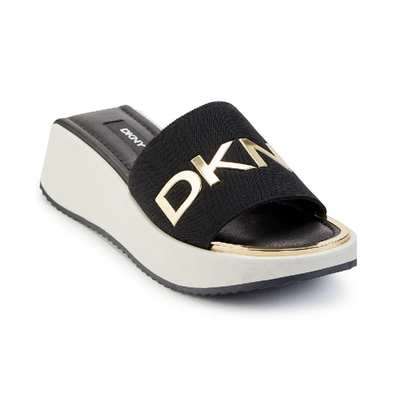 Orthopedic Women's Sandals with Arch Support in Gray for Foot HealthDKNY Womens Mandy Logo Slip On Slide Sandals