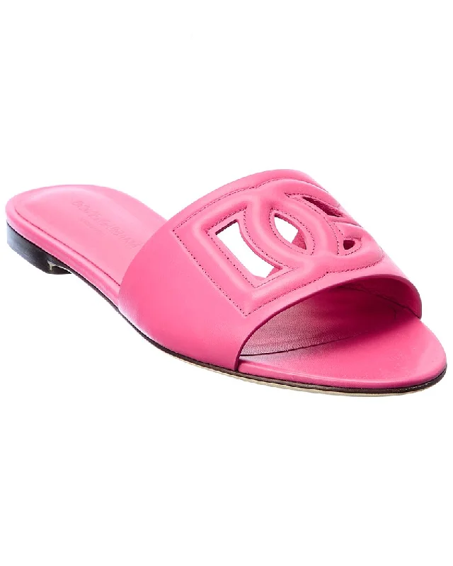 Child - Friendly Women's Sandals with a Secure Buckle in Purple for Moms on the GoDolce & Gabbana DG Logo Leather Sandal