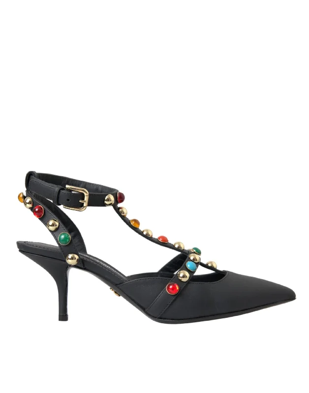 Plus Size Women's Wide - Width Platform Sandals in Black for Added Comfort and HeightDolce & Gabbana  Leather Embellished Heels Sandal Women's Shoes