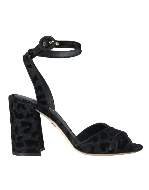 Plus Size Women's Wide - Width Platform Sandals in Black for Added Comfort and HeightDolce & Gabbana  Leopard Suede Heels Sandals Women's Shoes