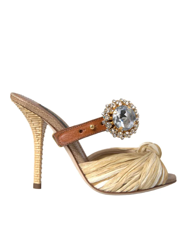 Women's Sandals with a Wedge Heel and a Tassel Detail in Orange for a Trendy LookDolce & Gabbana multi Crystal Slides Heel Sandal Women's Shoes (Pre-Owned)