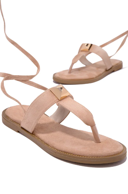 Women's Flat Slide Sandals with a Memory Foam Insole in White for All - Day ComfortEndless Paradise Lace Up Sandals - Nude