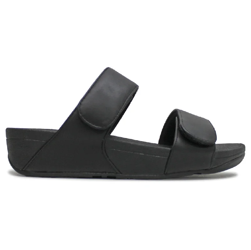 Plus Size Women's Wide - Width Platform Sandals in Black for Added Comfort and HeightLulu Adjustable Leather Women's Slides Sandals