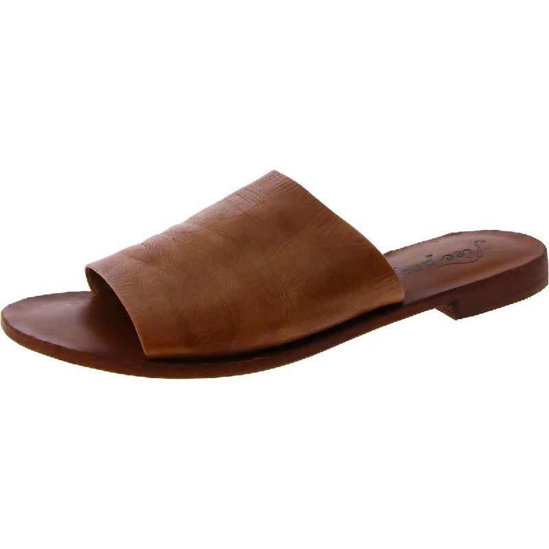 Elastic - Strap Women's Sandals with a Padded Toe in Teal for Easy On - and - OffFree People Womens Vicente Leather Peep-Toe Slide Sandals
