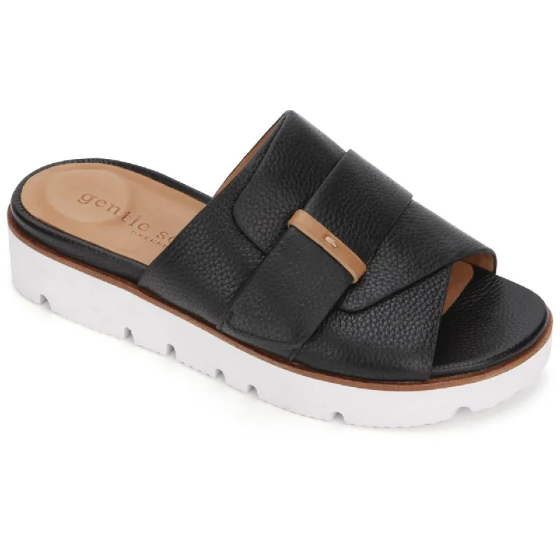 Women's Sandals with a Wedge Heel and a Tassel Detail in Orange for a Trendy LookGentle Souls by Kenneth Cole Womens Lavern Strap Slide Open Toe Slide Sandals