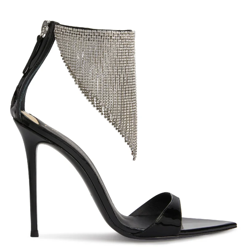 Shock - Absorbing Women's Sandals with a Soft Insole in Black for Active LifestylesGiuseppe Zanotti Intriigo Crystal