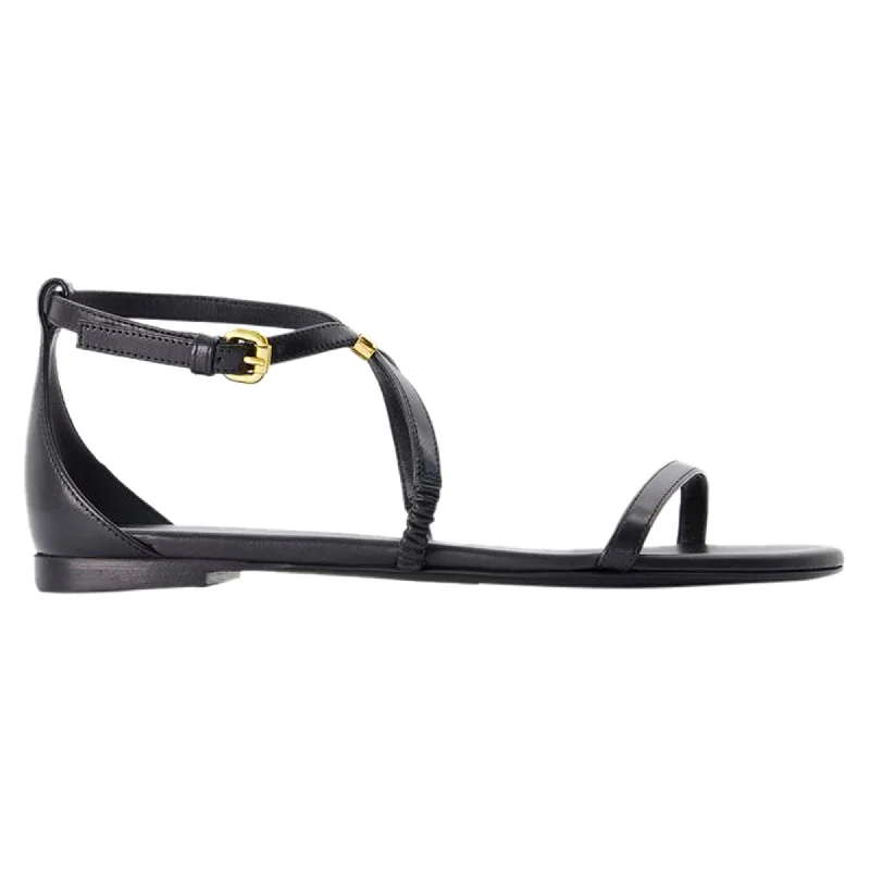 Shock - Absorbing Women's Sandals with a Soft Insole in Black for Active LifestylesHarness Sandals - Alexander McQueen - Leather - Black/Gold