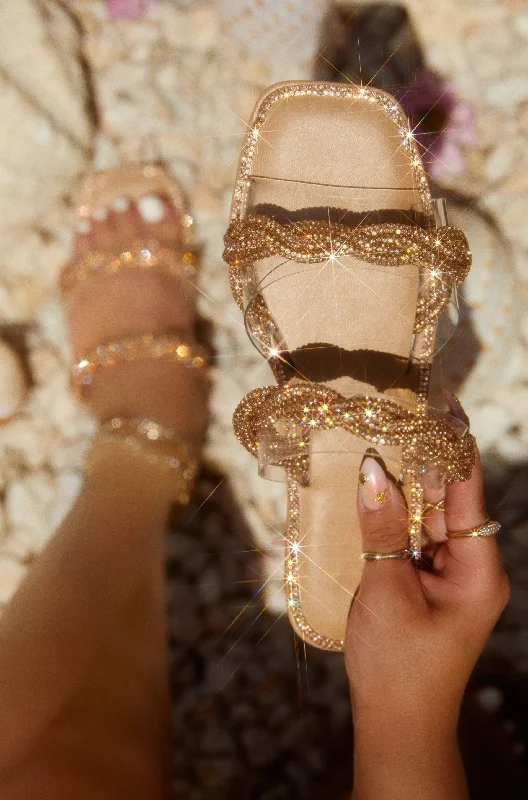 Women's Sandals with a Floral - Printed Upper in Pink for a Feminine Spring LookIsland Breeze Embellished Slip On Sandals - Rose Gold Women's Sandals with a Floral - Printed Upper in Pink for a Feminine Spring LookIsland Breeze Embellished Slip On Sandals - Rose Gold